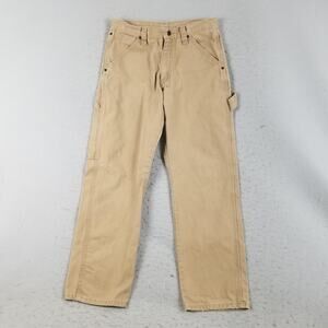 Wrangler Carpenter Pants Mens 30x30 Khaki Work Utility Hammer Loop Canvas Twill